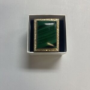 RARITIES Malachite Gold plated And Zircon Wood Gallery Ring